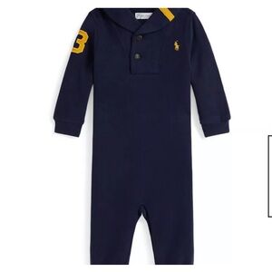 Ralph Lauren Boys' Estate Rib Cotton Shawl Coverall - Baby